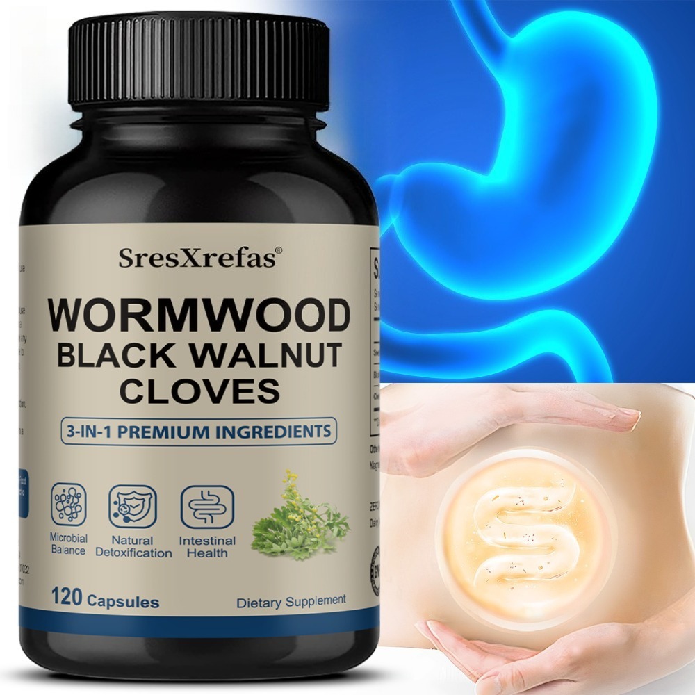 Herbal Wellness Supplement - よもぎ、黒クルミ、クローブ - 腸内洗浄、デトックス、便秘緩和、消化器系の健康のためのハーブサプリメント