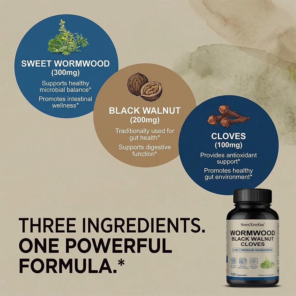 よもぎ、黒クルミ、クローブ - 腸内洗浄、デトックス、便秘緩 - Herbal Wellness Supplement のレビューと価格
